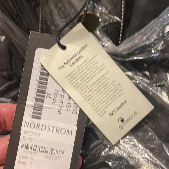 (NWT) Goosecraft Dual Zip Leather Black Biker Jacket, Medium
